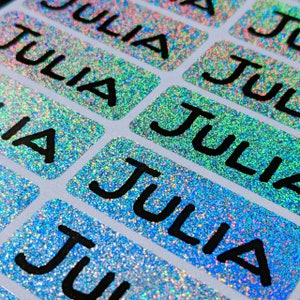 Name Label School Label Waterproof Label Daycare Stickers, Kids Sticker Gift Stickers Personalized Waterproof Custom Unicorn Glitter Rainbow