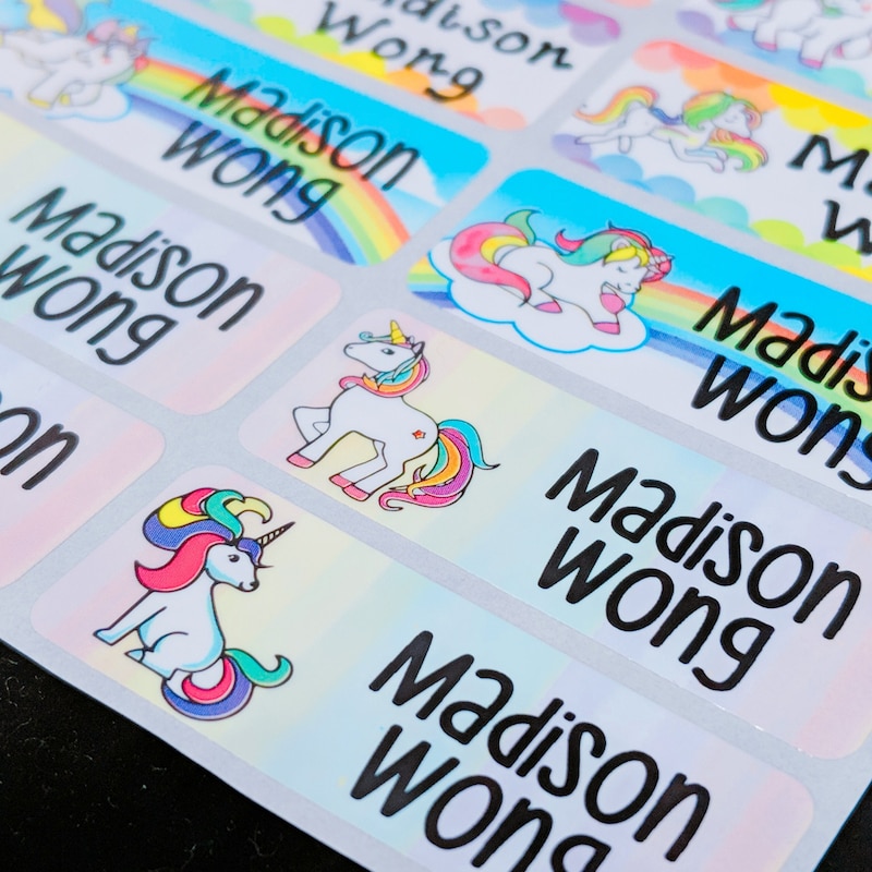 75pcs Name Label School Label Waterproof Label Daycare Stickers Kids Sticker Labels Gift Sticker Personalize Waterproof Label Custom Unicorn Dolls