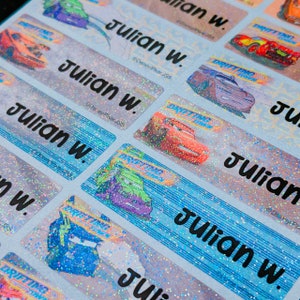 Name Sticker Label, Daycare Label School Supply Sticker, Waterproof Label Personalize Gift Label Child Label Kids Labels Bottles Cars Disney