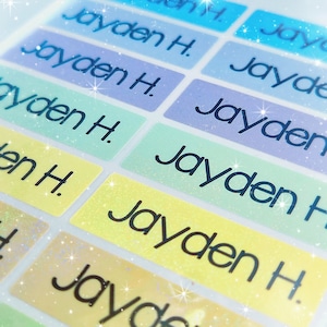 Glitzer Regenbogen Wasserdichte Namensetiketten Personalisierte Namensetiketten Namensaufkleber Schuletiketten Kinderlageretiketten Vorschulnamenetiketten Kindergarten