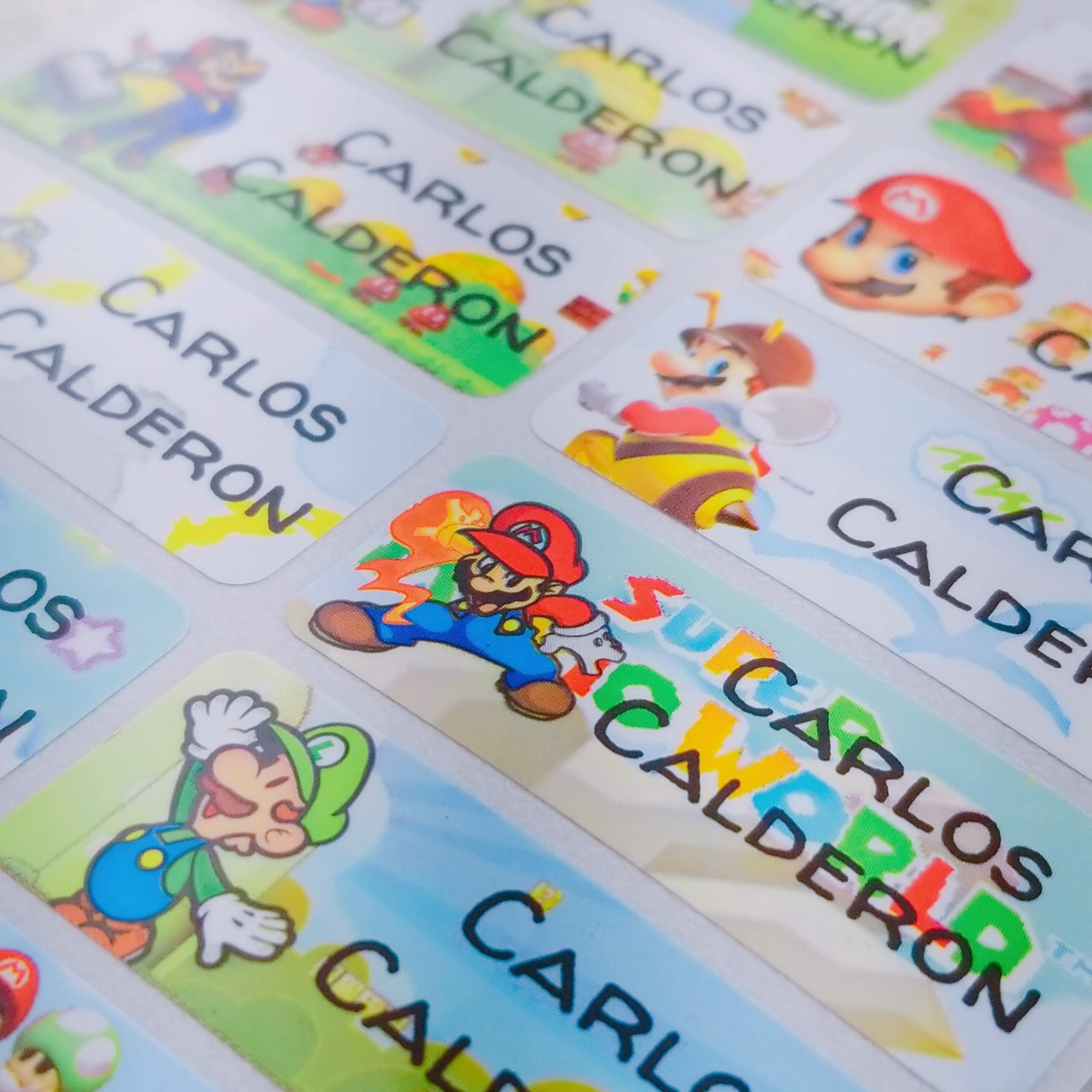 Kids Labels Custom Label Sticker Daycare Labels Dishwasher Safe School Supply Labels Personalize Label Waterproof Stickers Super Mario Luigi