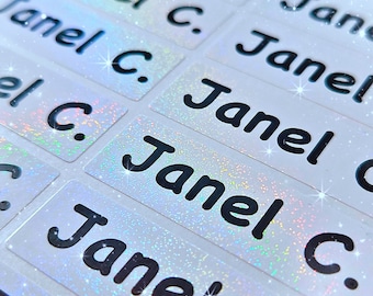 Naamplaatjestickers Terug naar schoollabels Naamlabels voor kinderen Naamstickers voor schoolbenodigdheden Kinderdagverblijf Waterdichte labelstickers Glitter Regenboog