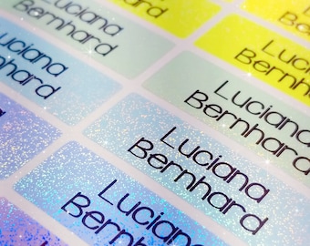 Wasserdichte Kinder Name Etiketten Schule, Kindertagesstätten Lieferung Aufkleber, personalisierte Mädchen Tag Label, Regenbogen Glitter Aufkleber, Baby Vorschule Tags