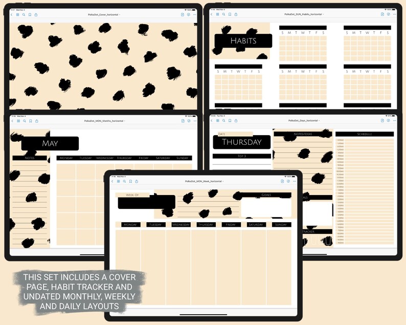 Digital Polka Dot Planner Pages Goodnotes Optimized, Undated ...