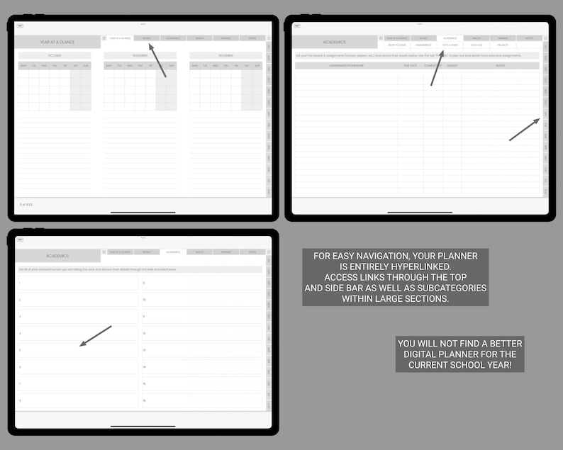 Digital Student Planner Goodnotes Optimized PDF Linked Etsy