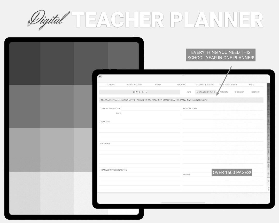 Digital Teacher Planner basic Goodnotes, PDF, Linked, Undated, Unit