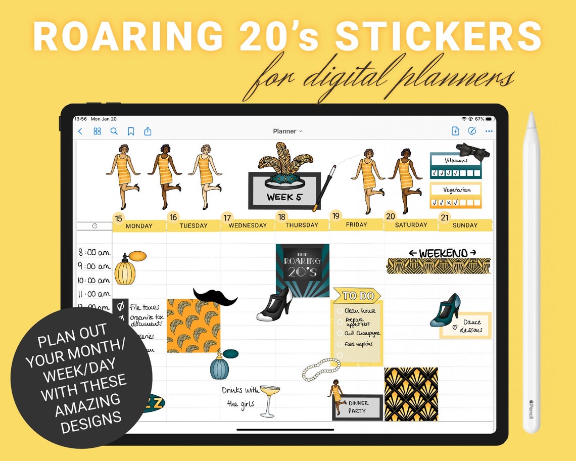 The Roaring 20s Sticker Set for Digital Planners Goodnotes | Etsy