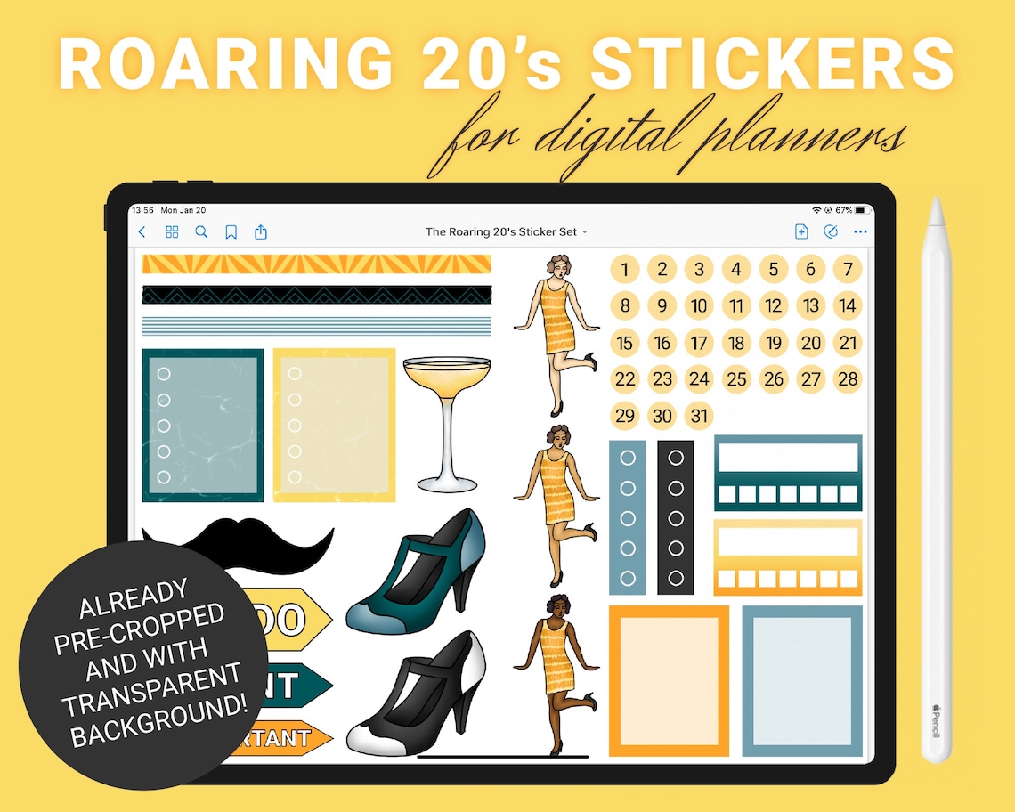 The Roaring 20s Sticker Set for Digital Planners Goodnotes | Etsy