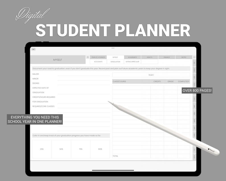 Digital Student Planner Goodnotes Optimized PDF Linked Etsy