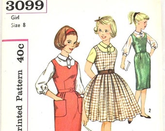 Simplicity Sewing Pattern 3099 Girls Blouse Dress Jumper Size 8 1959 Uncut