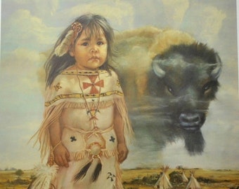 Buffalo Child - Signed Limited Edition Print by Artist Carol Theroux 24x18 S/N