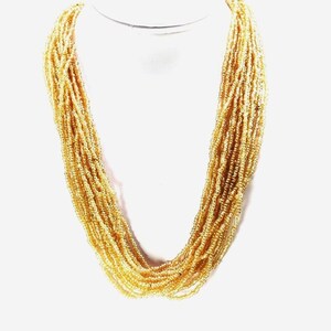Gold Colored Glass Seed Bead 20&quot; Necklace 16 Strands Handmade Vintage