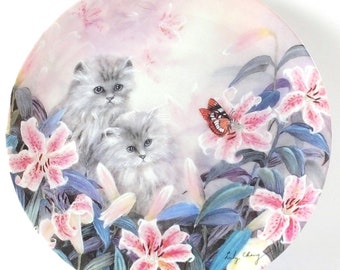 Petal Pals 'Flowering Fascination' 1992 Lily Chang Kittens Cats Bradford Plate