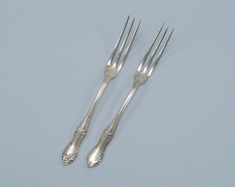 Set of 2 N. F. Silver Co. 1877 Cocktail Forks 5" Silverplate Beaded Colonial 1896