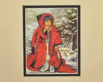 Winter Baby by Carol Theroux Print Reproduction 12x9 Mat Ready for Frame