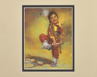 Josie Dances the Hoops Carol Theroux Print Reproduction 12x9 Mat Ready for Frame