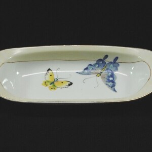 Nippon Porcelain Butter Dish Bowl Butterflies Rising Sun Mark Hand Painted