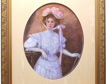 Sunday Dress - Original Pastel Painting by Carol Theroux 23.5" x 19.5" Frame