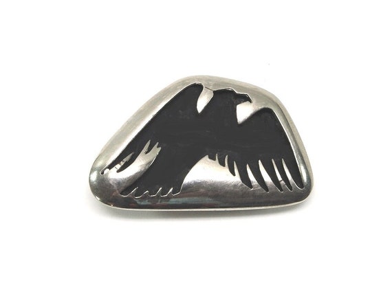 Native American Overlay Sterling Silver Eagle Bel… - image 1