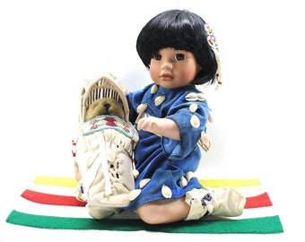 Signed Little Fawn's Papoose Porcelain Doll Carol Theroux Artist's Edition Box