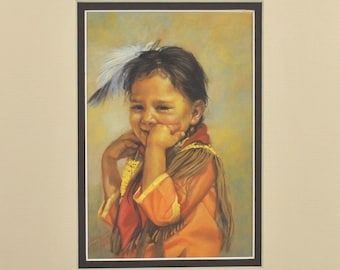 Josie's Smile by Carol Theroux Print Reproduction 12x9 Mat Ready for Frame