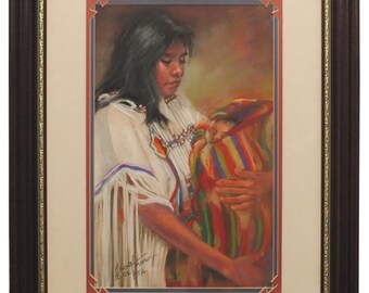 Original Pastel Painting 'A Small Treasure' Carol Theroux 24 x 18.5 Frame COA