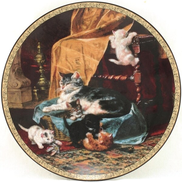 Little Athletes Feline Fancy 1993 Victorian Cat Kitten Ronner Bradford Plate COA