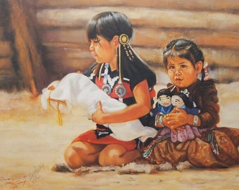 Navajo Dolls - Limited Edition Art Print by Carol Theroux 15x21 Signed S/N