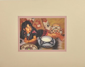 At the Market - Print Reproduction by Carol Theroux 9x12 Mat Ready for Frame