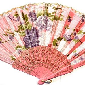 Floral Folding Hand Fan - Wedding Favor, Summer Accessory Light Pink