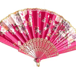 Floral Folding Hand Fan - Wedding Favor, Summer Accessory image 10