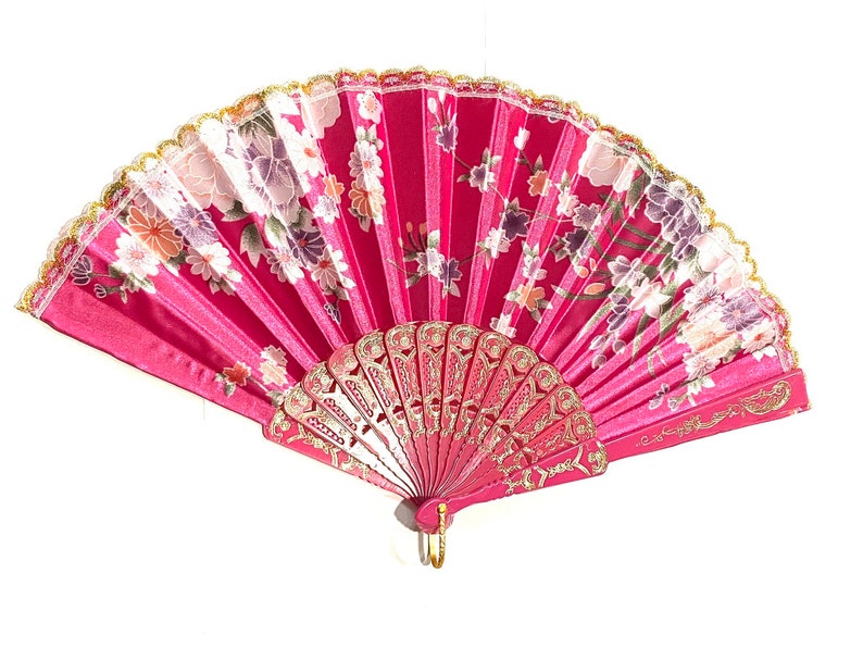 Floral Folding Hand Fan - Wedding Favor, Summer Accessory image 10