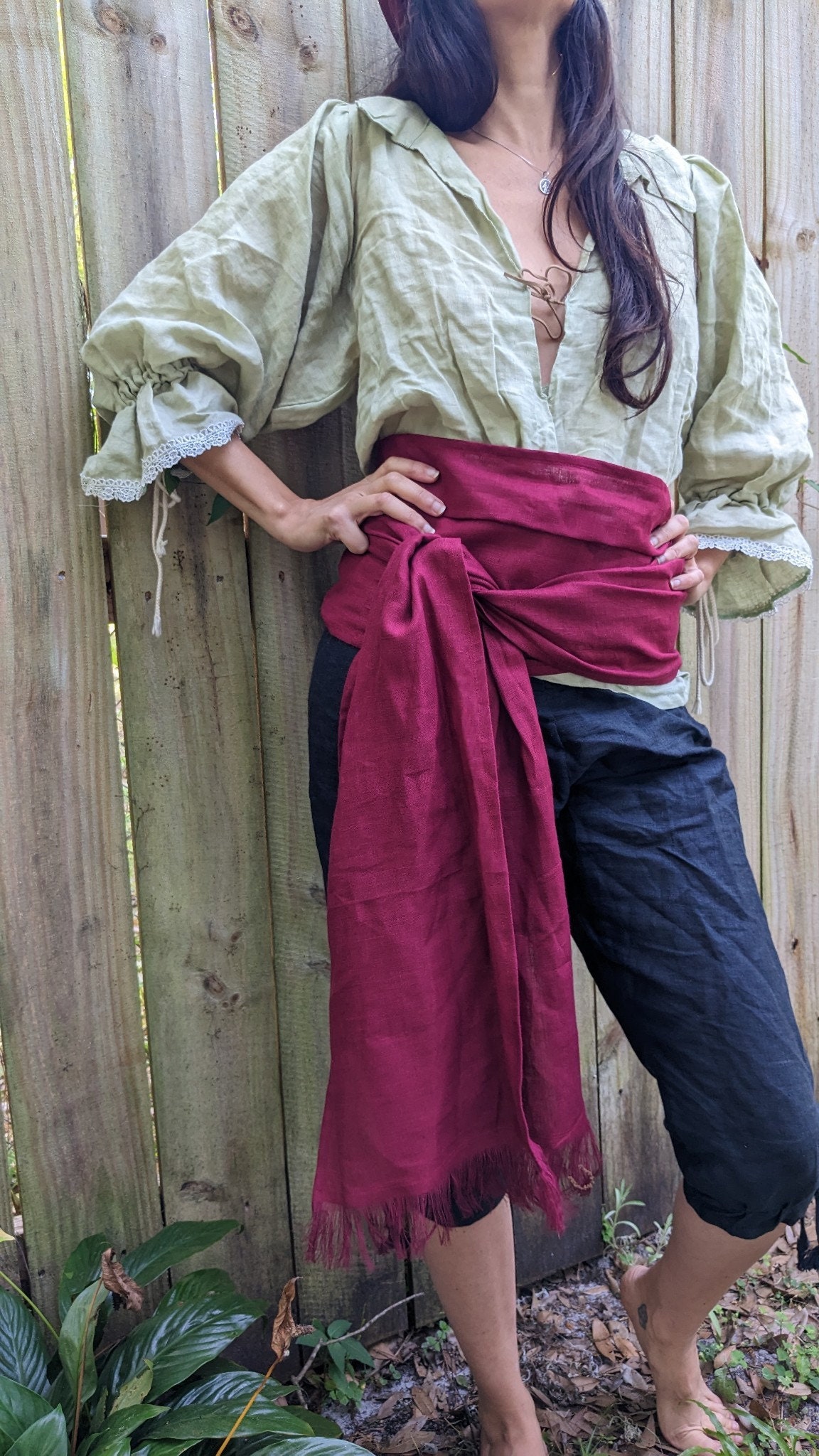 Long and Wide Linen Sash - Etsy