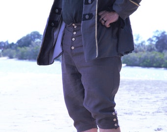 Linen Pirate Breeches: Mens Colonial Renaissance Pants