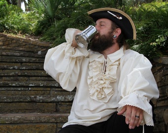 Mens ruffled pirate shirt