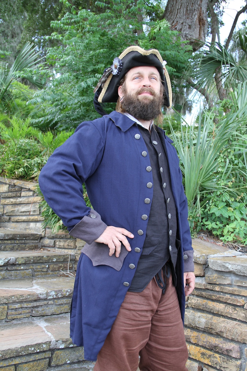 Pirate Embroidered Long Brocade Coat