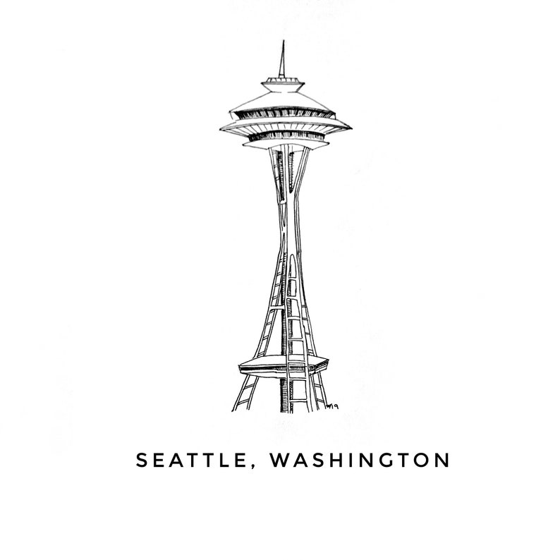 Simple Space Needle Coloring Pages