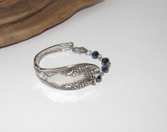 Pulsera personalizada con mango de cuchara de plata vintage, joyería de plata personalizada, joyería de plata personalizada