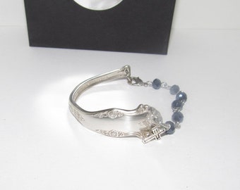 Pulsera personalizada con mango de cuchara de plata vintage, joyería de plata personalizada, joyería de plata personalizada