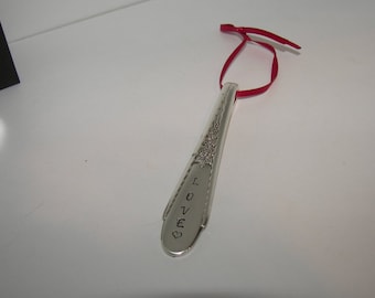 Regalo de cubiertos vintage, adornos navideños antiguos, cubiertos personalizados reciclados, decoración rústica de casa de campo.