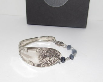 Pulsera personalizada con mango de cuchara de plata vintage, joyería de plata personalizada, joyería de plata personalizada