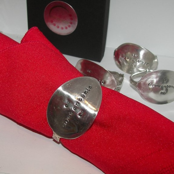 Personalized Personalized vintage silverware napkin rings, table ware setting decor, custom napkin ring
