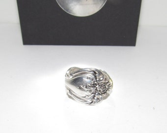 Anillo de cuchara de plata vintage personalizado, joyería de cuchara personalizada, anillo de cuchara envolvente, regalo para ella