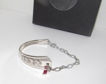 Pulsera personalizada con mango de cuchara de plata vintage, joyería de plata personalizada, joyería de plata personalizada