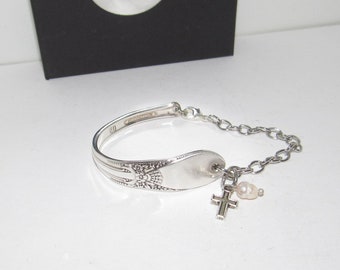 Pulsera personalizada con mango de cuchara de plata vintage, joyería de plata personalizada, joyería de plata personalizada