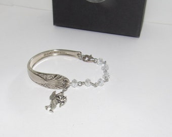 Pulsera personalizada con mango de cuchara de plata vintage, joyería de plata personalizada, joyería de plata personalizada