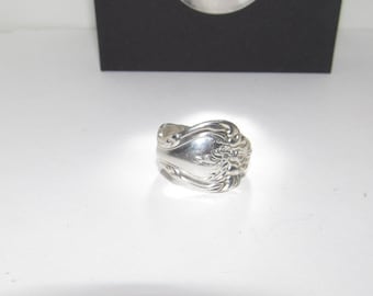 Anillo de cuchara de plata vintage personalizado, joyería de cuchara personalizada, anillo de cuchara envolvente, regalo para ella