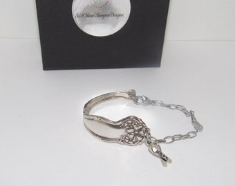 Pulsera personalizada con mango de cuchara de plata vintage, joyería de plata personalizada, joyería de plata personalizada