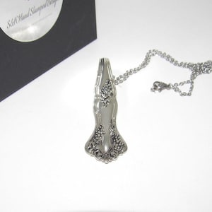 Personalized Vintage silverware spoon necklace, custom personalized hand stamped  silverware jewely, Recycled spoon silverware jewelry