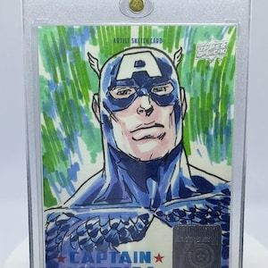 Cartão Capitão América Marvel Sketch Card Marvel Artist Signature One Of A Kind Marvel Card 1/1 Frete grátis para qualquer lugar do mundo